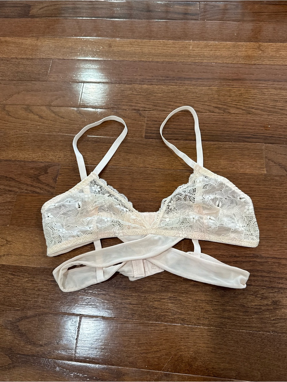 Free People Lace Bralette in Pale Pink Cream Color